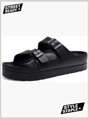 Women's Platform Sandals with Arch Support, Chunky Foam Slide Sandals
